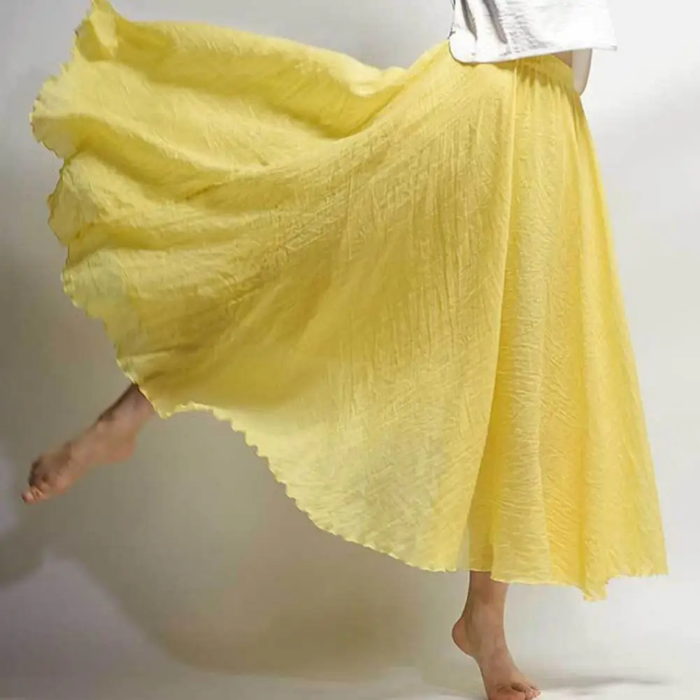 

High-waisted Long Skirt Elastic Waist Bohemian Maxi Skirt with Flowy Hem Women's Ethnic Style A-line Streetwear Long for Casual