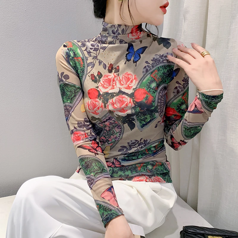 2023 New Fall Winter European Clothes T-Shirt Chic Sexy Print Flower Women Tops Long Sleeve Bottoming Shirt All Match Tees 39299
2023 New Fall Winter European Clothes T-Shirt Chic Sexy Print Flower Women Tops Long Sleeve Bottoming Shirt All Match Tees 39299