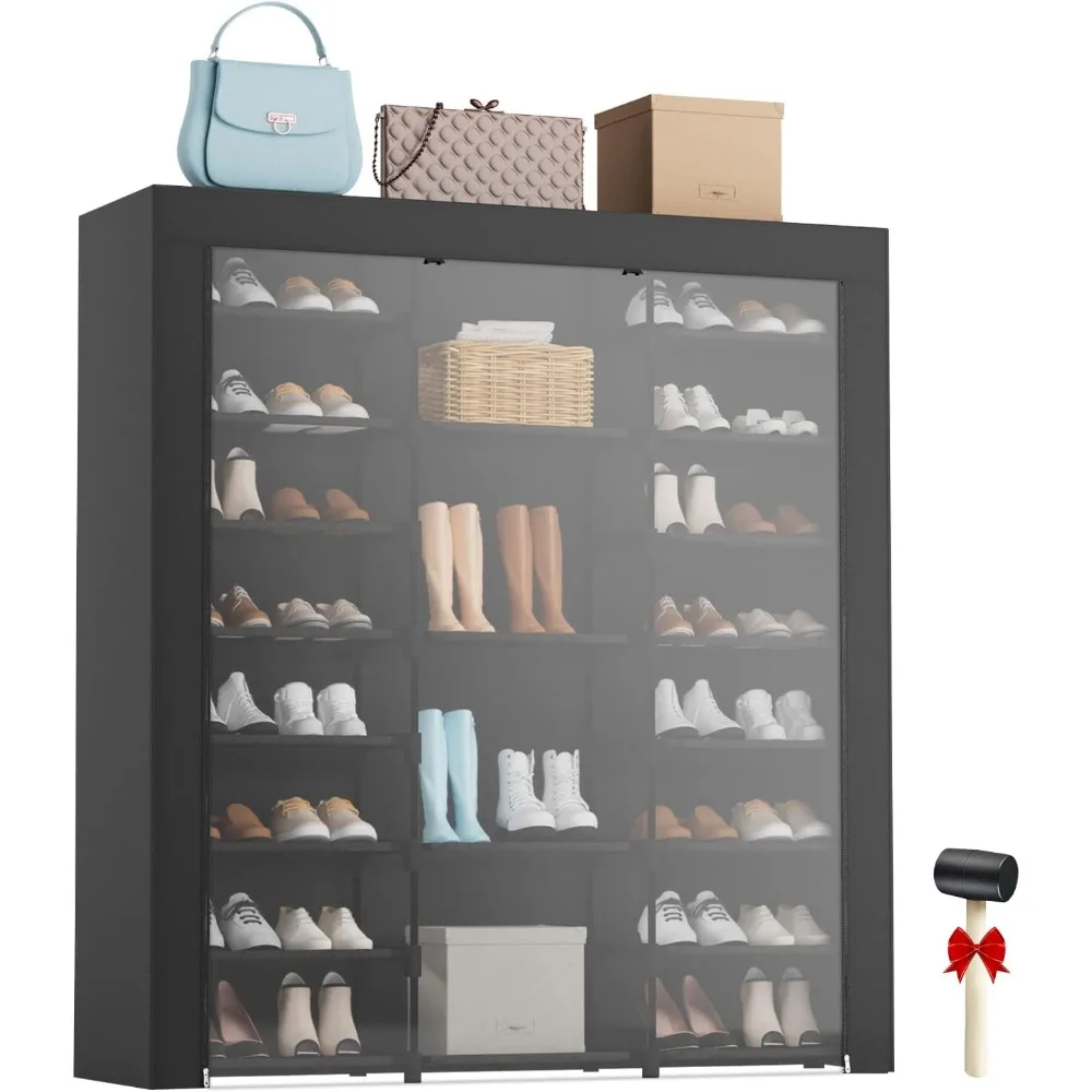 

Large Tall Shoe Rack With Covers Shoes Closet 9-Tier 40-46 Pairs, Sneaker Organizer Cabinet Closed Shoe Shelves Shoe Stand