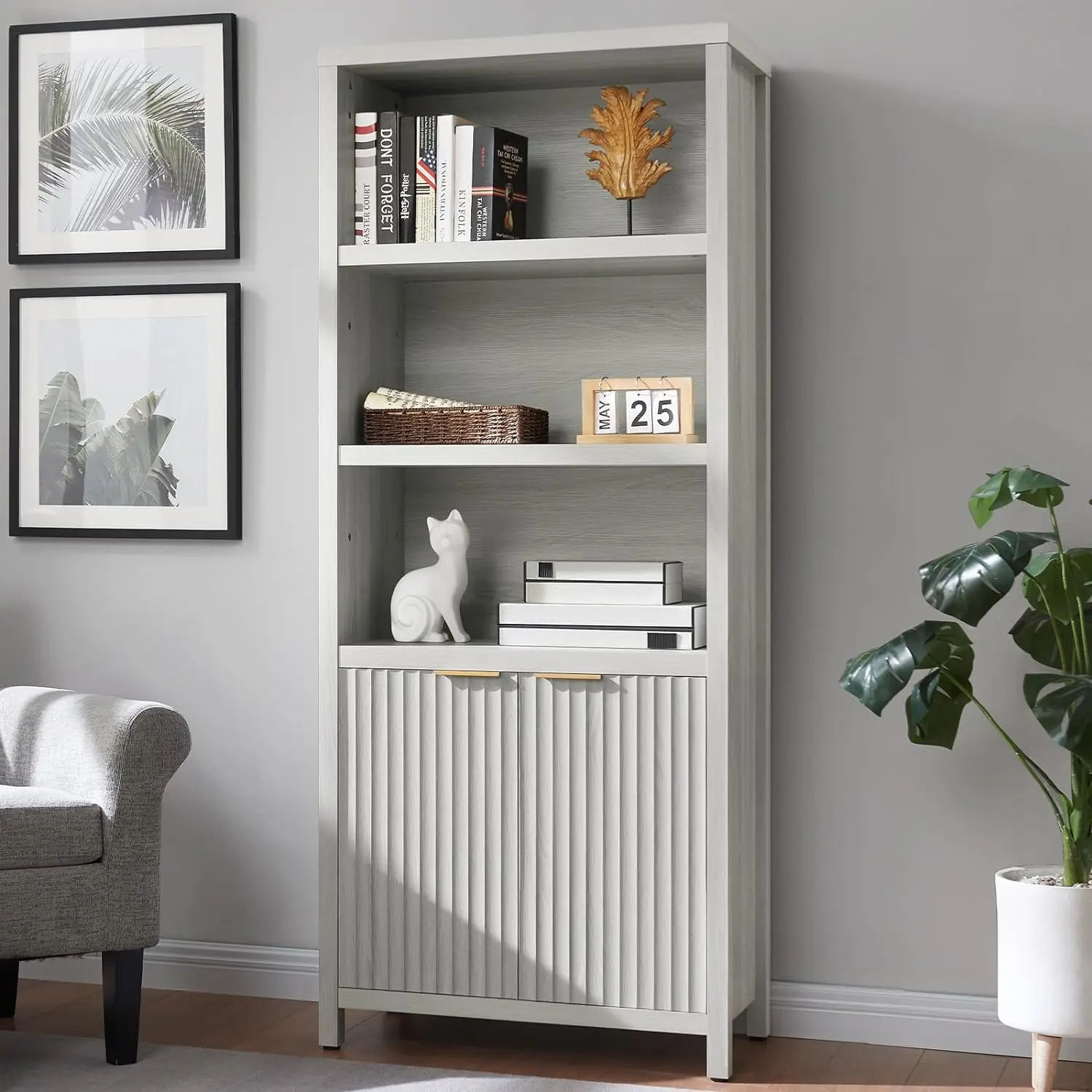 Farmhouse Book Shelf with Doors Cabinet 15.4in Depth, 5 Tier Bookshelf, Oak Wooden 1.4" MDF Bookcases w/ Storage Floor Standing
Farmhouse Book Shelf with Doors Cabinet 15.4in Depth, 5 Tier Bookshelf, Oak Wooden 1.4" MDF Bookcases w/ Storage Floor Standing