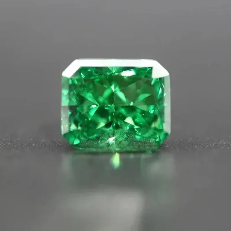 

Zircon Cubic Green Color Rectangle No Corners Shape Crushed Ice Cut High Carbon Diamond Radiant Cut 5A+ Quality