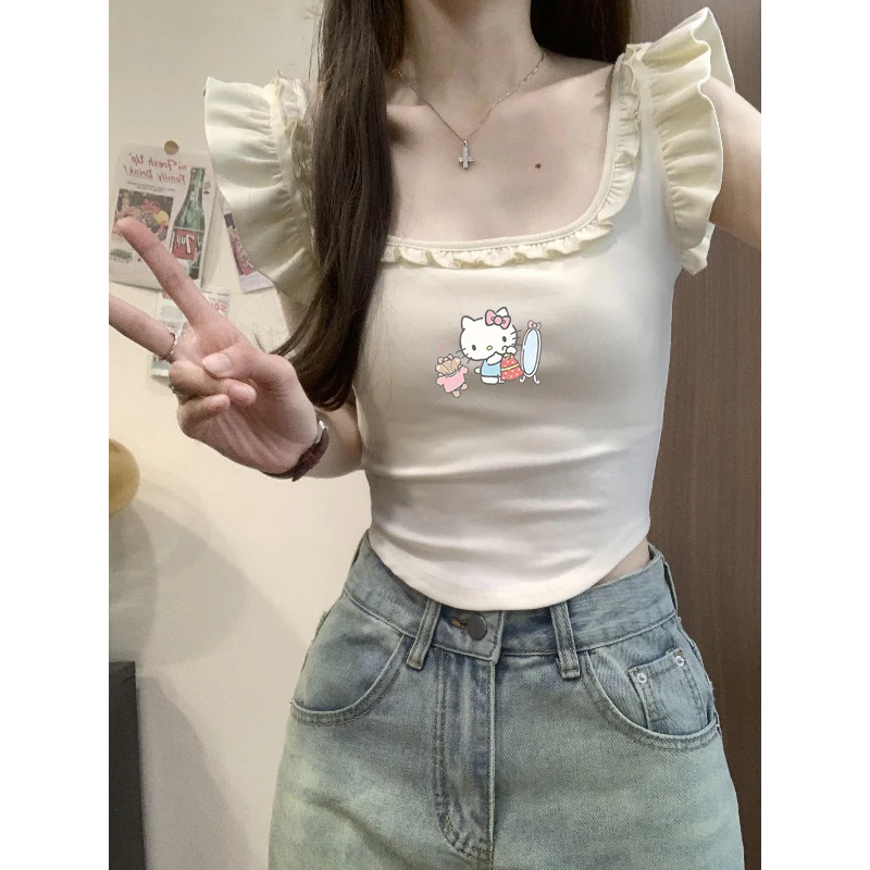 New Kawaii Sanrio Hellokitty Anime Creative Short Sleeve Cute Cartoon Women Summer Tight Fitting Spicy Girl Leisure T Shirt Gift 
New Kawaii Sanrio Hellokitty Anime Creative Short Sleeve Cute Cartoon Women Summer Tight Fitting Spicy Girl Leisure T Shirt Gift