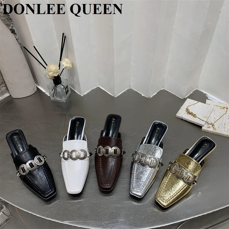 Women Mules Fashion Slippers Brand Design Low Heels Square Toe Metal Buckle Shoes Spring Outdoor Slides Office Dress Shoes Mujer
Women Mules Fashion Slippers Brand Design Low Heels Square Toe Metal Buckle Shoes Spring Outdoor Slides Office Dress Shoes Mujer