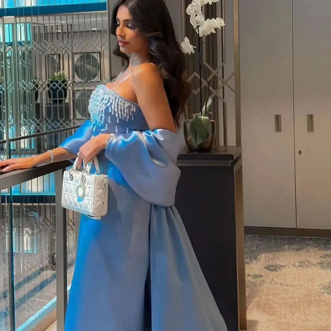 Blue Party Dress Spaghetti Straps Mermaid Prom Dresses Crystals Satin Sequins Saudi Arabia Women's Formal Dress Custom Made
Blue Party Dress Spaghetti Straps Mermaid Prom Dresses Crystals Satin Sequins Saudi Arabia Women's Formal Dress Custom Made