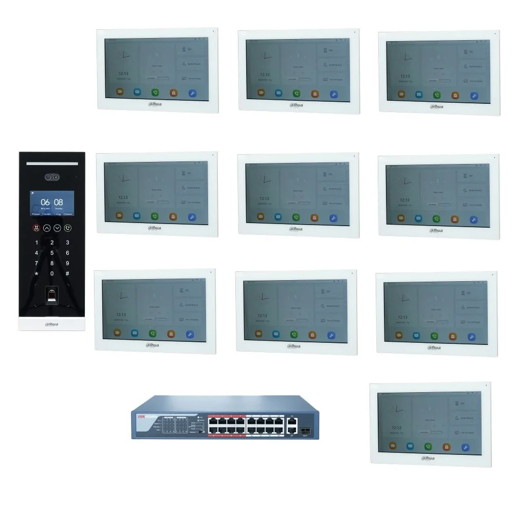 Комплект видеодомофона Dahua IP, VTO6541H & VTH5341GW-W & 16-портовый коммутатор PoE
Комплект видеодомофона Dahua IP, VTO6541H & VTH5341GW-W & 16-портовый коммутатор PoE