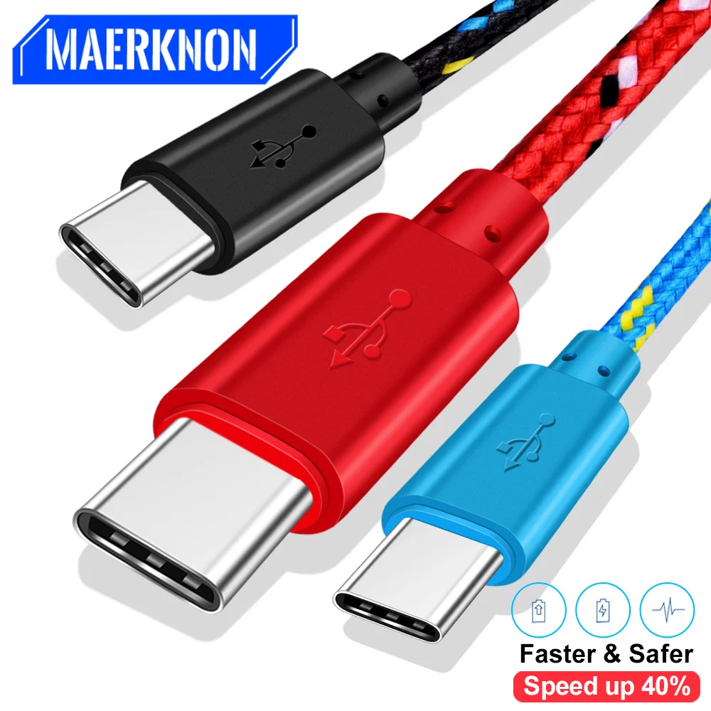 

USB Type C Cable 0.5m/1m/2m Data Sync USB Charger Cable For Samsung Huawei Xiaomi Android Phone Nylon Braided Fast Charging Wire