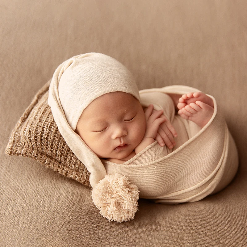 

Newborn Photography Props 3Pcs/Set Baby Hat Pillow Wraps Stretchable Infants Blanket Swaddling Wrap Studio Photo Accesories