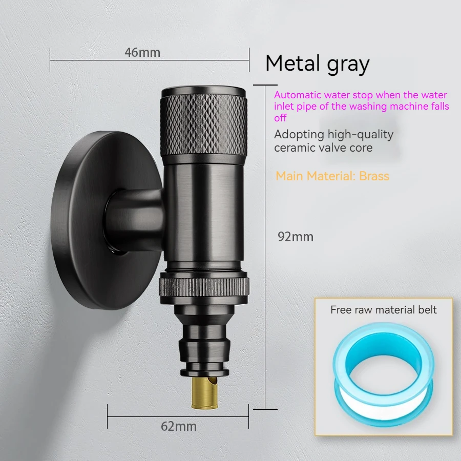 Using High-Quality Ceramic Valve Core Special Angle Valve for Washing Machines, Can Automatically Stop Water, Gray Color
Using High-Quality Ceramic Valve Core Special Angle Valve for Washing Machines, Can Automatically Stop Water, Gray Color