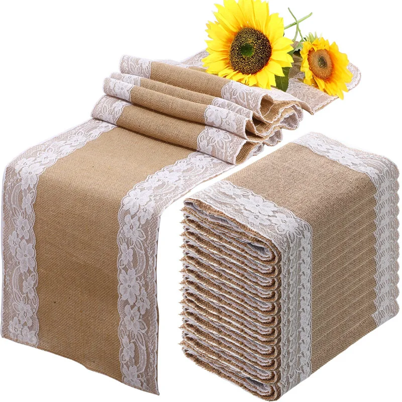 Rustic Burlap Lace Table Runner Natural Imitated Linen Tea Table Cover Table Runners for Wedding Christmas Birthday Party Decor
Rustic Burlap Lace Table Runner Natural Imitated Linen Tea Table Cover Table Runners for Wedding Christmas Birthday Party Decor