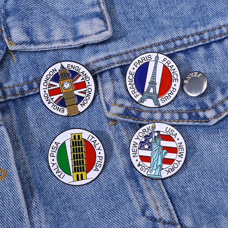 Creative Travel Brooch Paris Eiffel Tower London Big Ben Italy Bisar Leaning Tower New York Liberty Flag Badge Punk Pins Jewelry
Creative Travel Brooch Paris Eiffel Tower London Big Ben Italy Bisar Leaning Tower New York Liberty Flag Badge Punk Pins Jewelry