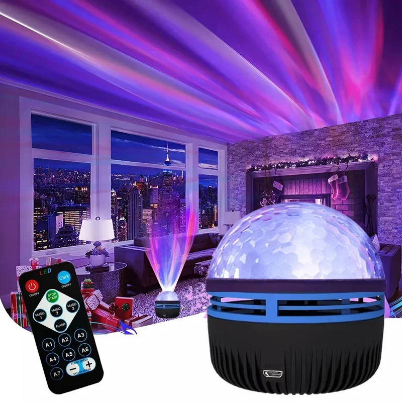 

Атмосферная лампа для спальни, бар, KTV, DJ, диско, праздничное сценическое освещение, светодиодный Звездный Галактический проектор, цветной Вращающийся волшебный шар