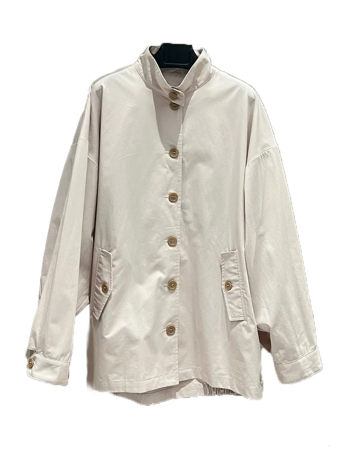 

Trench coat jacket short hem elastic closure design loose shape simple and comfortable 2024 fall new 1013