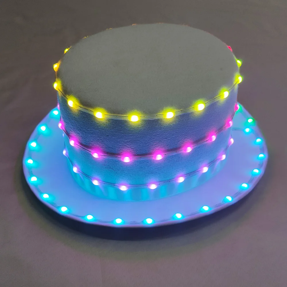 

Full color LED hat Christmas Party glow-in-the-dark hat Neon LED Magic hat DJ Bar show Halloween show light props