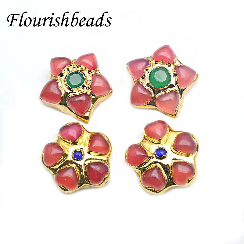 10pc Luxury Gold Plating Dyed Pink Stone Paved Flower Shape Beads Charms Necklace Connector for Jewelry Making Parts 
10pc Luxury Gold Plating Dyed Pink Stone Paved Flower Shape Beads Charms Necklace Connector for Jewelry Making Parts