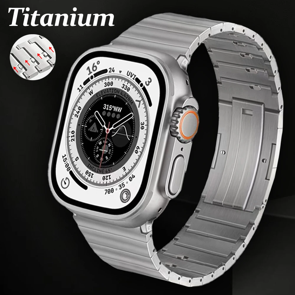 Luxury Titanium Watch Band For Apple Watch Ultra 49mm Series 8 7 41mm 45mm 44mm 42mm Link Bracelet For iWatch 6 5 4 3 SE Strap
Luxury Titanium Watch Band For Apple Watch Ultra 49mm Series 8 7 41mm 45mm 44mm 42mm Link Bracelet For iWatch 6 5 4 3 SE Strap