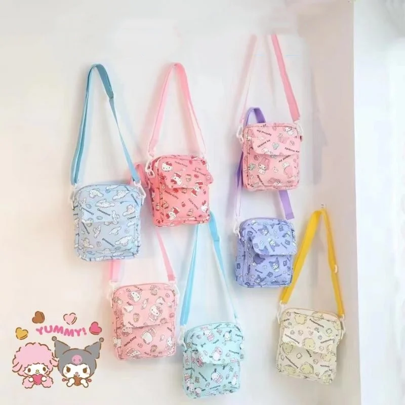 

Kawaii аниме Sanrio Cinnamoroll Hello Kitty My Melody Kuromi сумка через плечо Симпатичная мультяшная сумка через плечо маленький рюкзак сумка для хранения