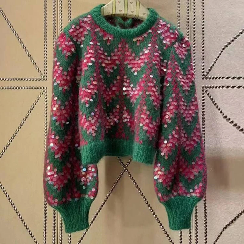 2024 New Miu Style Girl Mohair Round Neck Sweater Striped Heavy Industry Christmas Thickened Fashion Versatile Knitted Top
2024 New Miu Style Girl Mohair Round Neck Sweater Striped Heavy Industry Christmas Thickened Fashion Versatile Knitted Top