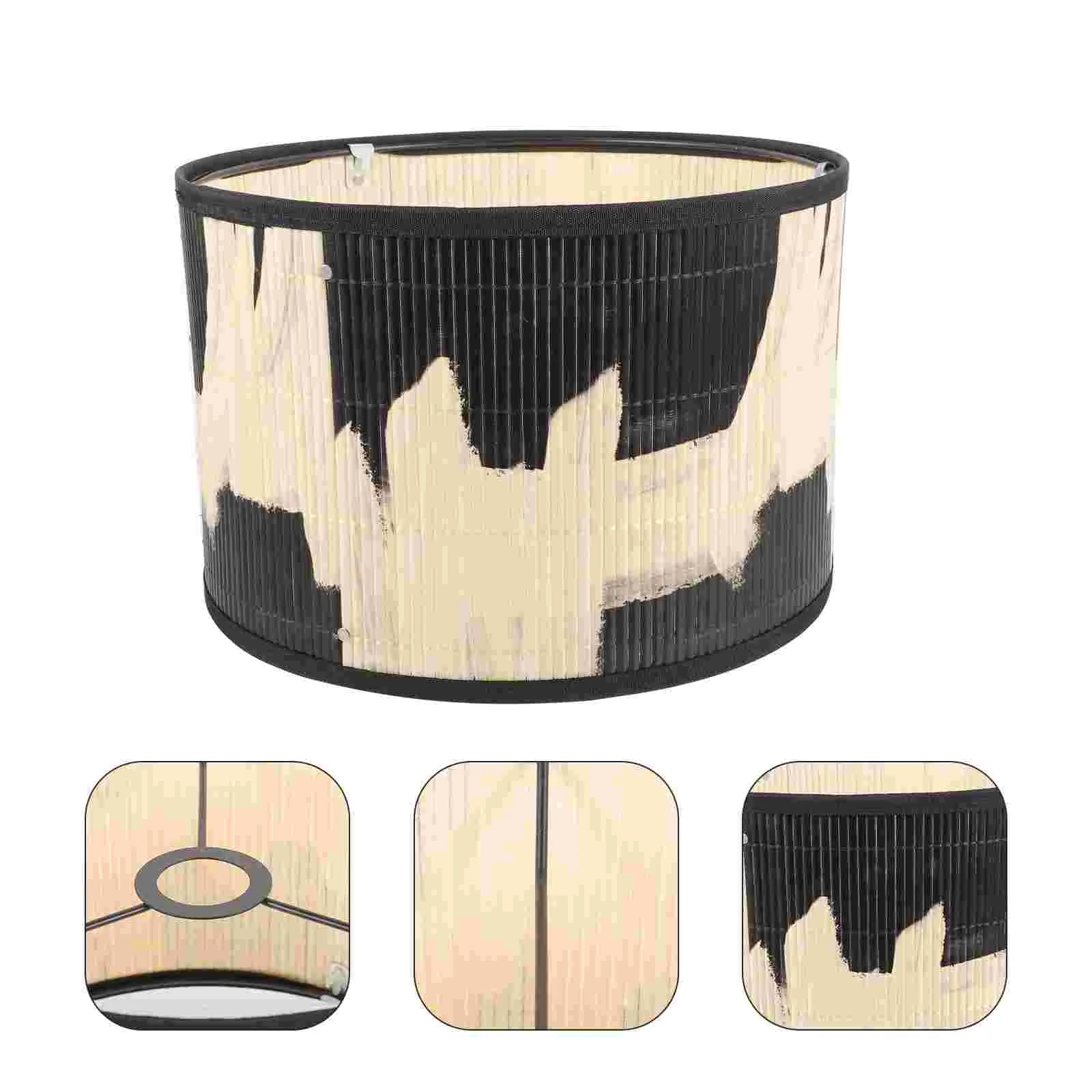 

Pendant Lamp Shades Only Printed Abstract Retro Style Folk House Decorative Bamboo Crafts Painting Lampshade Table