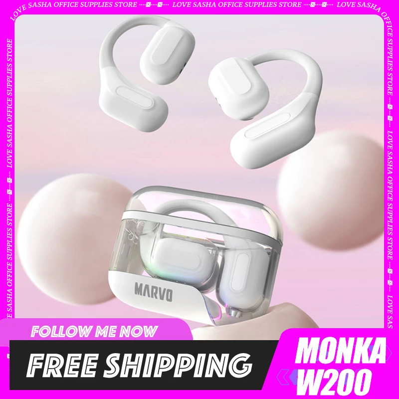 

Monka W200 Wireless Earphones 5.3 Bluetooth Stereo Supra-Aural Touch Headphones Headset With Mic 6H Endurance For Sports Gaming