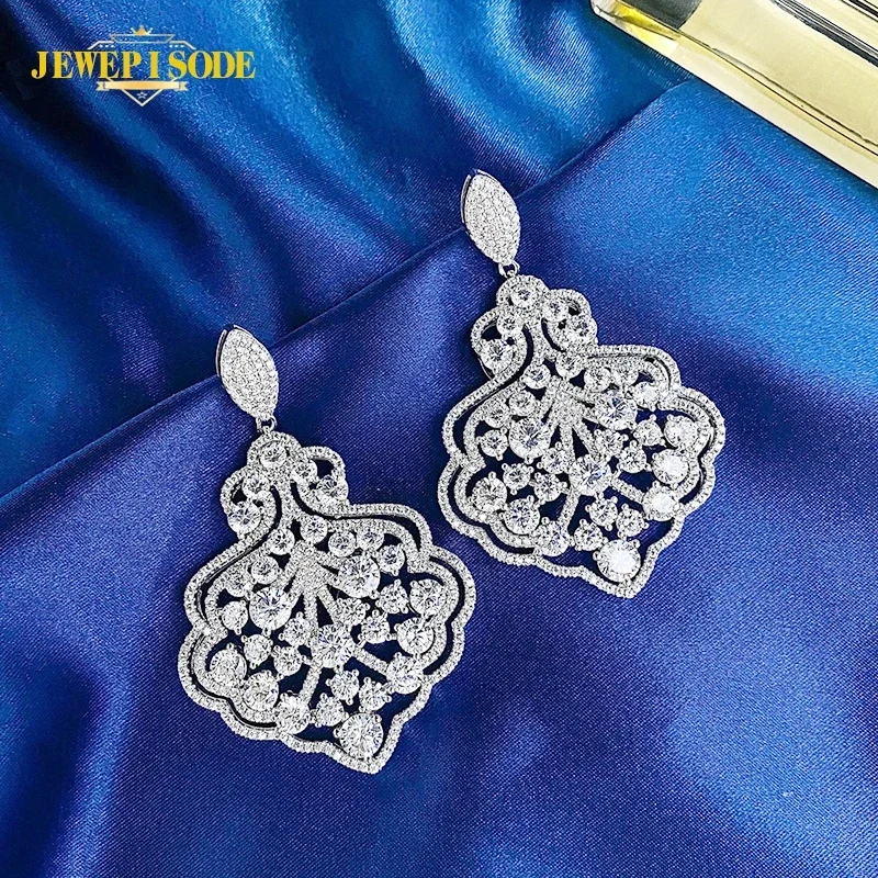 Jewepisode Luxury 100% 925 Sterling Silver Simulated Moissanite Diamonds Women Drop Earrings Wedding Cocktail Party Fine Jewelry
Jewepisode Luxury 100% 925 Sterling Silver Simulated Moissanite Diamonds Women Drop Earrings Wedding Cocktail Party Fine Jewelry