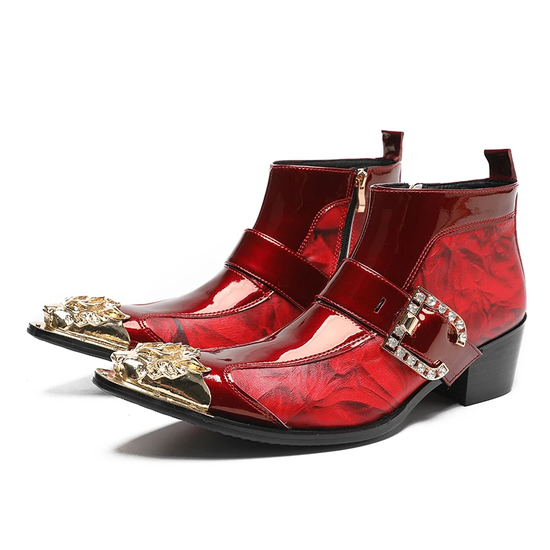 Winter British Style Red Pointed Toe Buckle Party Men Dress Shoes Mid Heel Male Formal Motorcycle Short Boots Man Ankle Boots
Winter British Style Red Pointed Toe Buckle Party Men Dress Shoes Mid Heel Male Formal Motorcycle Short Boots Man Ankle Boots