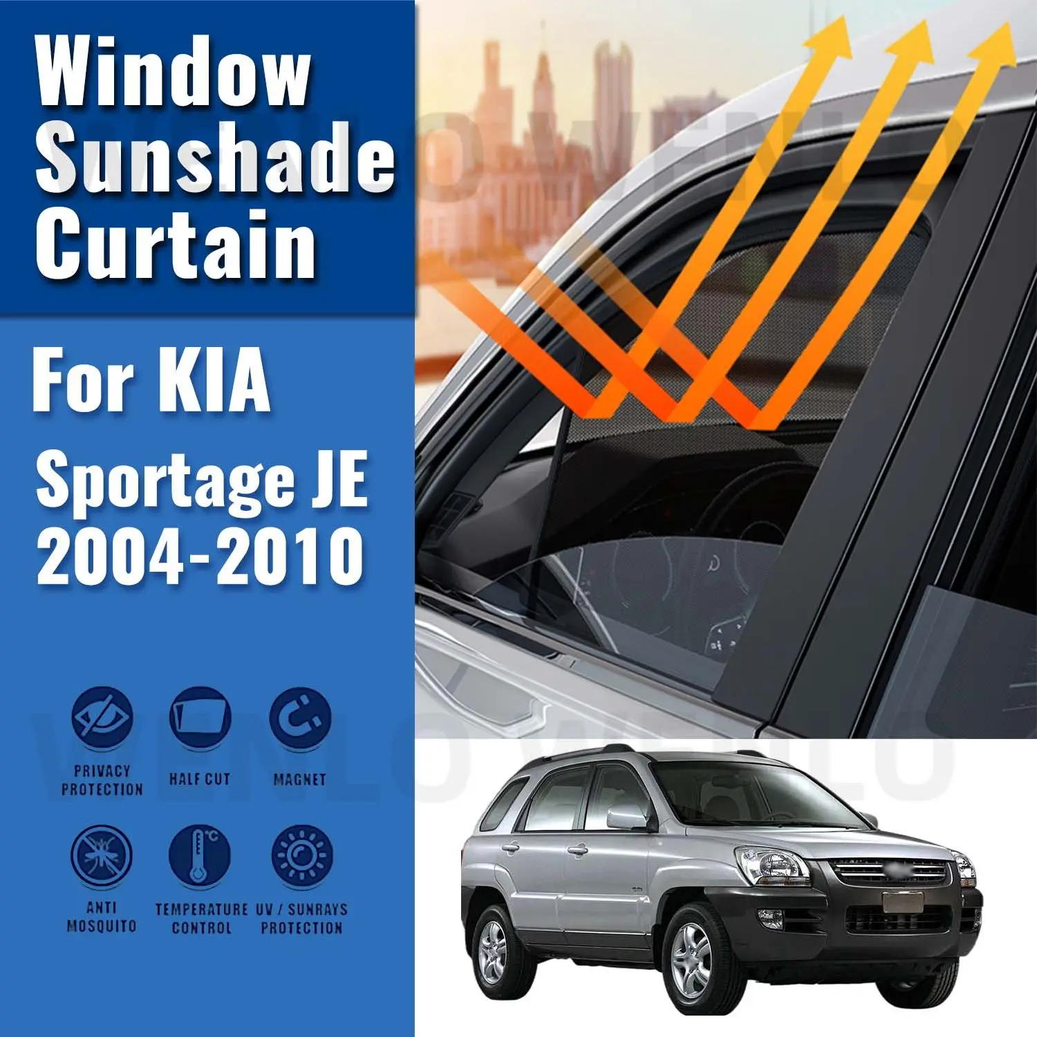 

For KIA Sportage JE 2004-2010 Magnetic Car Sunshade Visor Front Windshield Frame Curtain Baby Rear Side Window Sun Shade Shield