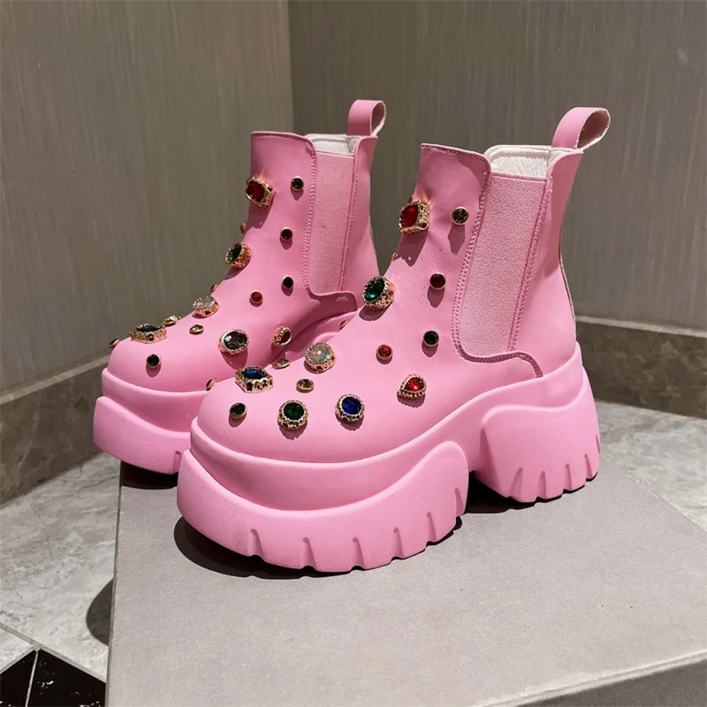 Womens Diamonds Rhinestones Ankle Boots Cyrstal Platform Genuine Leather High Heel Pull On Luxury Shoes New 2024
Womens Diamonds Rhinestones Ankle Boots Cyrstal Platform Genuine Leather High Heel Pull On Luxury Shoes New 2024