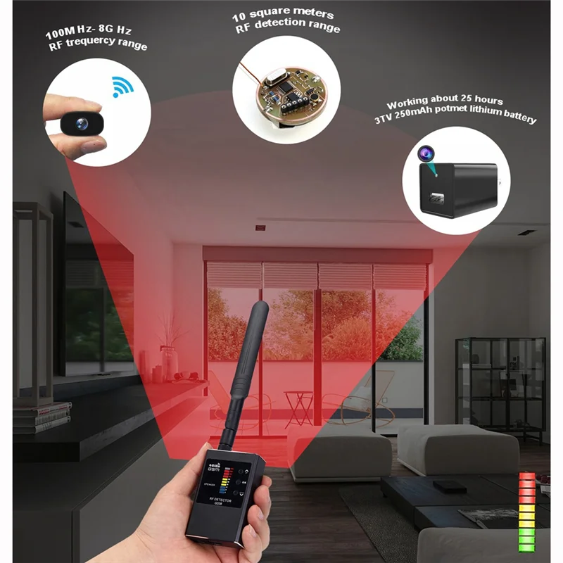 Anti Hidden Camera Detector RF Signal Wireless Camera Lens Bug GPS Tracker Magnetic GSM Device Scan Finder
Anti Hidden Camera Detector RF Signal Wireless Camera Lens Bug GPS Tracker Magnetic GSM Device Scan Finder