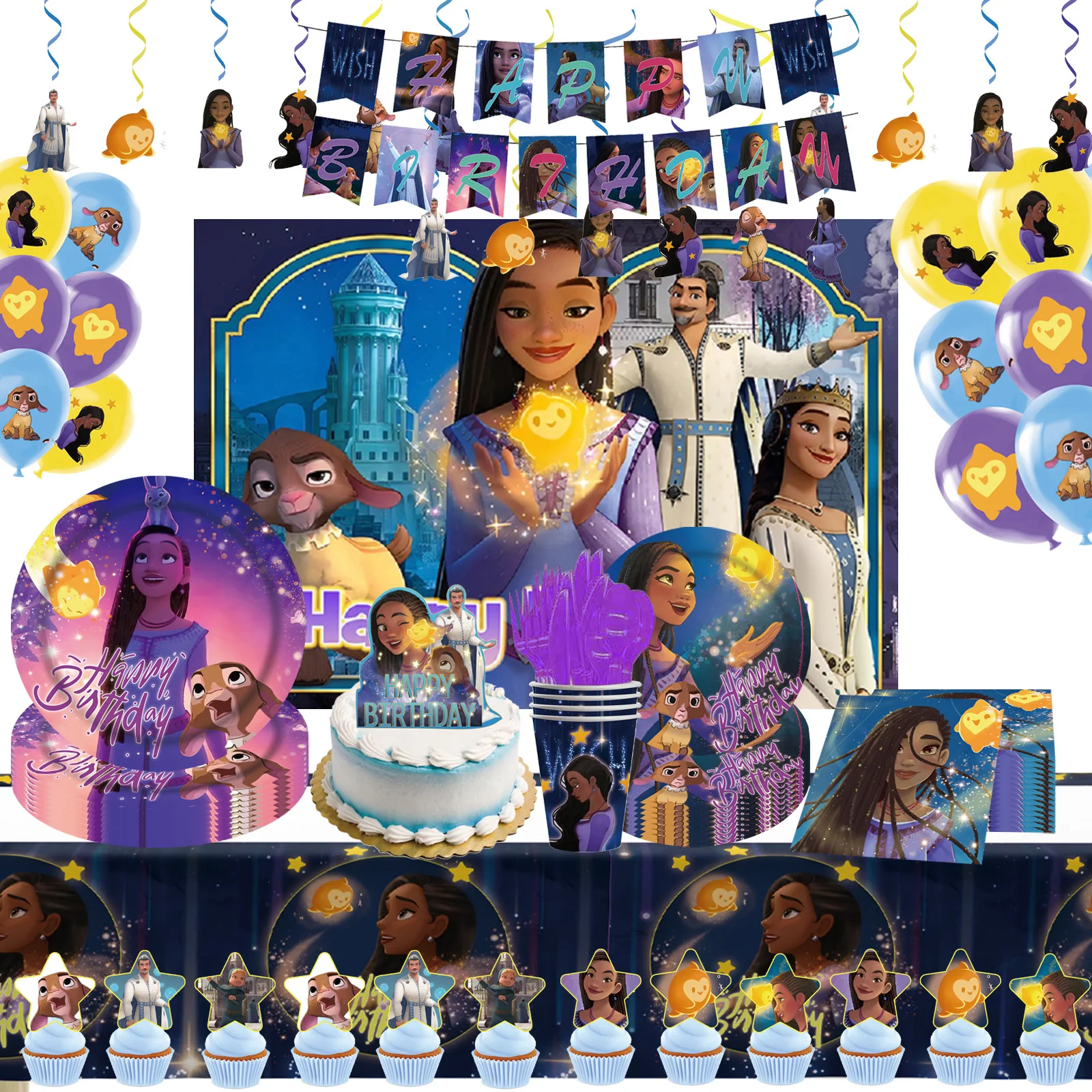 Disney Wish Theme Asha Birthday Party Decor Set Paper Plates Cups Napkins Background Baby Shower for Girls Birthday Party Suppli
Disney Wish Theme Asha Birthday Party Decor Set Paper Plates Cups Napkins Background Baby Shower for Girls Birthday Party Suppli