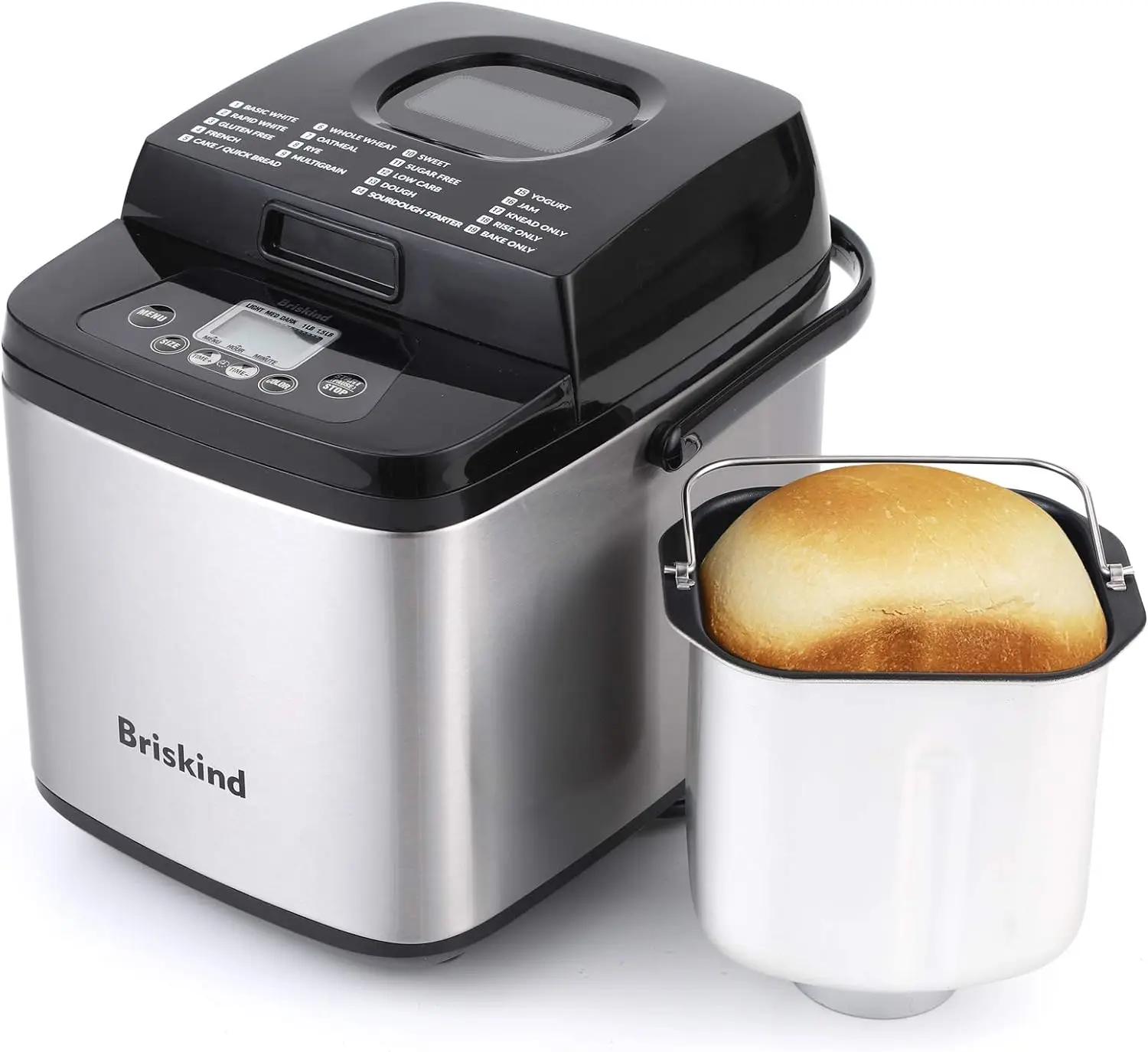 

19-in-1 Compact Bread Maker Machine, 1.5 lb / 1 lb Loaf Small Breadmaker with Carrying Handle, Including Gluten Free, Dough, Jam