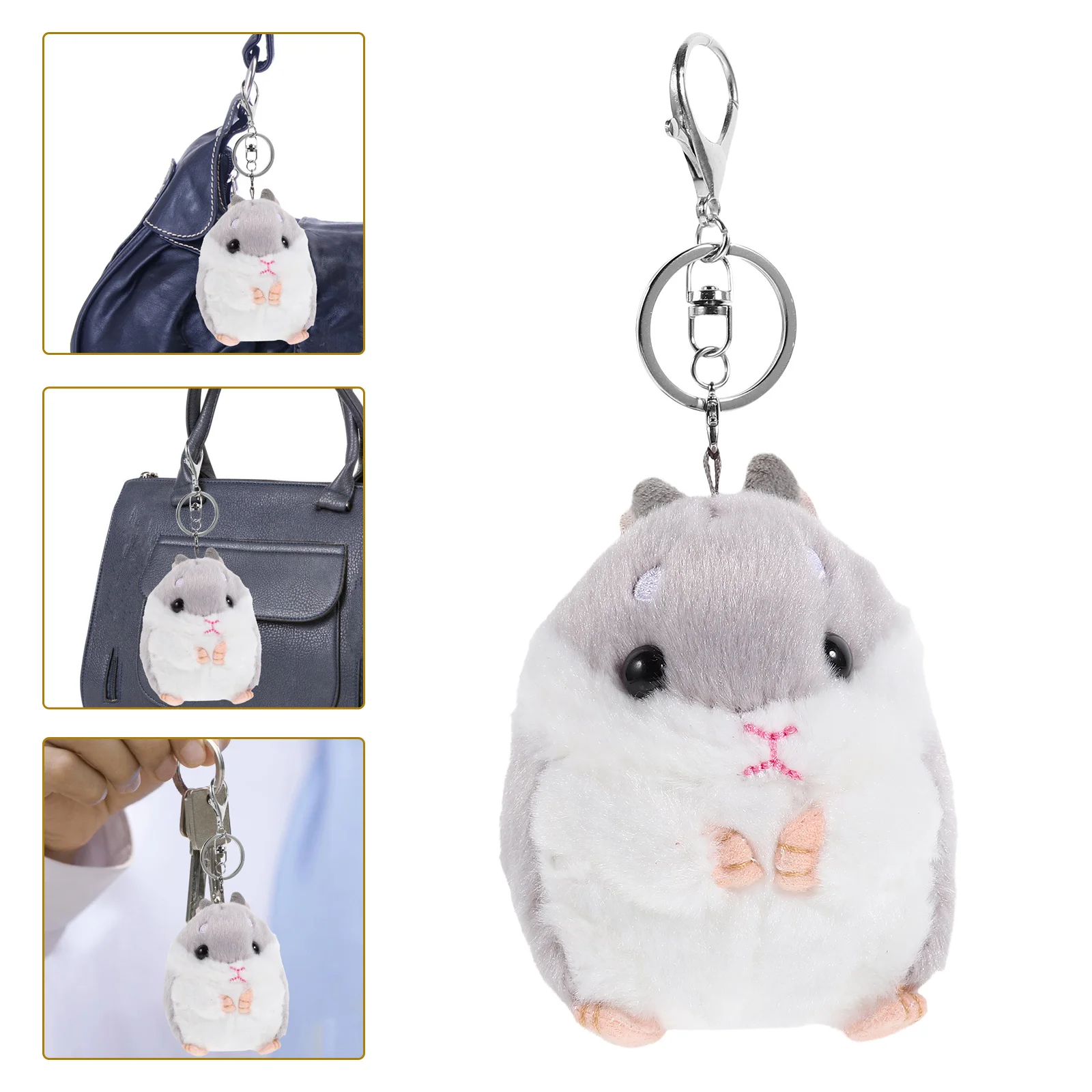 

1pc Plush Hamster Key Chain Backpack Ornaments, Little Plush Key Chain Decoration For The Theme Party, Kindergarten Gift, Candy