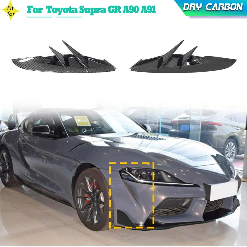 

Prepreg Dry Carbon Car Front Bumper Canards Side Fins for Toyota Supra GR A90 A91 MK5 2020-2023 Racing Air Vent Trim Body Kits