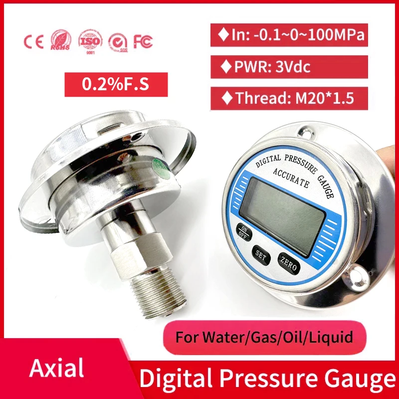 0.2%F.S Axial Vacuum Negative Pressure Gauge Gas Water Fuel Digital Manometer 0-100Mpa Digital Pressure Gauge Piezometer
0.2%F.S Axial Vacuum Negative Pressure Gauge Gas Water Fuel Digital Manometer 0-100Mpa Digital Pressure Gauge Piezometer
