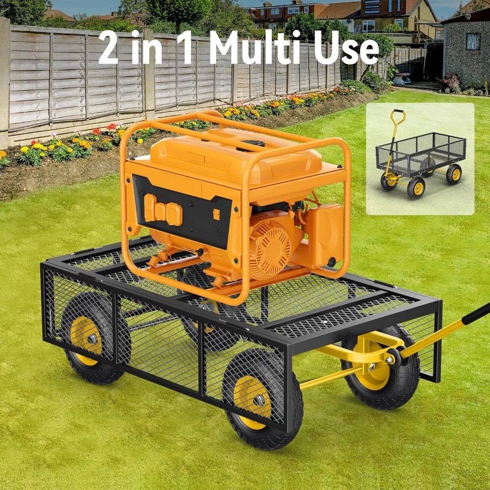 Steel Garden Cart, 2-in-1 900 lbs Heavy Duty Utility Wagon, with Removable Mesh Sides to Convert into Flatbed, 240° U-Turn 10" P
Steel Garden Cart, 2-in-1 900 lbs Heavy Duty Utility Wagon, with Removable Mesh Sides to Convert into Flatbed, 240° U-Turn 10" P