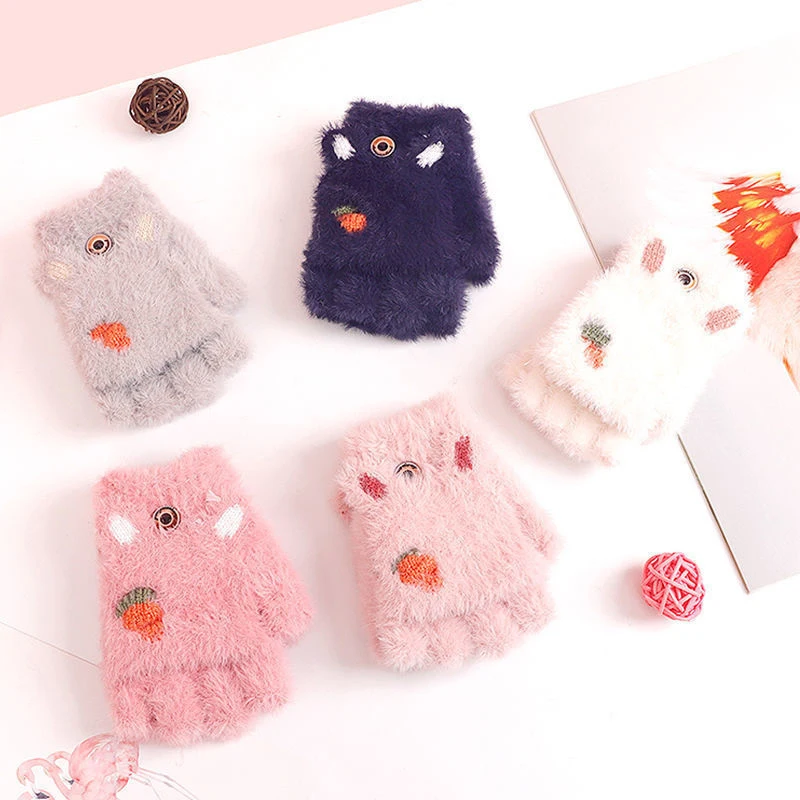 Girls Winter Cute Radish Rabbit Warm Gloves Cute Student Fingerless Gloves Cartoon Half Finger Flip Cover Outdoor Mittens
Girls Winter Cute Radish Rabbit Warm Gloves Cute Student Fingerless Gloves Cartoon Half Finger Flip Cover Outdoor Mittens