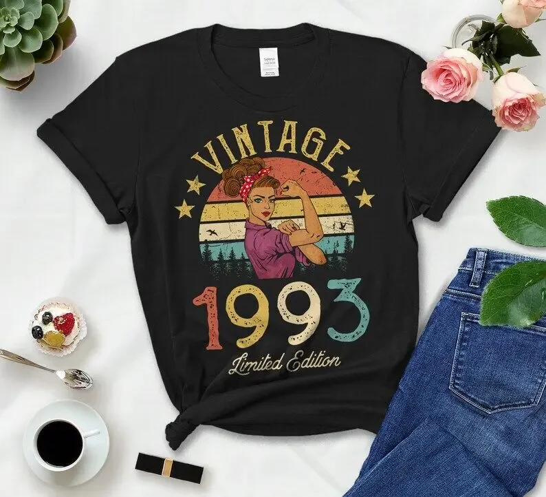 Vintage 1993 Limited Edition Classic Womens TShirt Funny 30th Birthday Gift Idea Grandmom Mom Wife Girl Daughter cotton Shirt
Vintage 1993 Limited Edition Classic Womens TShirt Funny 30th Birthday Gift Idea Grandmom Mom Wife Girl Daughter cotton Shirt