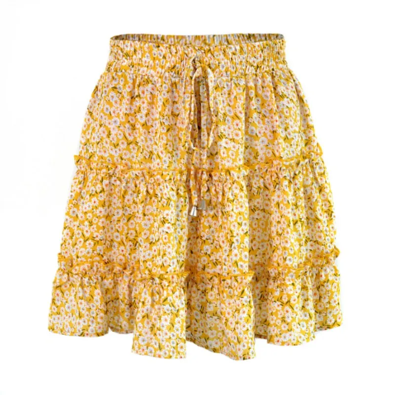 2022 Summer Autumn European Women's High Waist Ruffle Floral Skirt Printed Beach A-line Skirt Girls Yellow Broken Flower
2022 Summer Autumn European Women's High Waist Ruffle Floral Skirt Printed Beach A-line Skirt Girls Yellow Broken Flower
