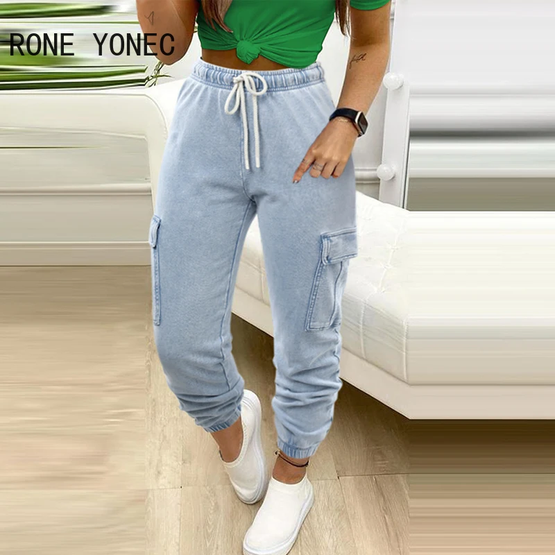

Женские Модные шикарные повседневные узкие джинсы со шнуровкой и множеством карманов, длиной до щиколотки, джинсовые брюки