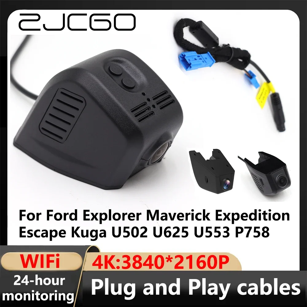 

ZJCGO 4K Wifi 3840*2160 Car DVR Dash Cam Camera VIdeo Recorder for Ford Explorer Maverick Expedition Escape Kuga U502 U625 U553