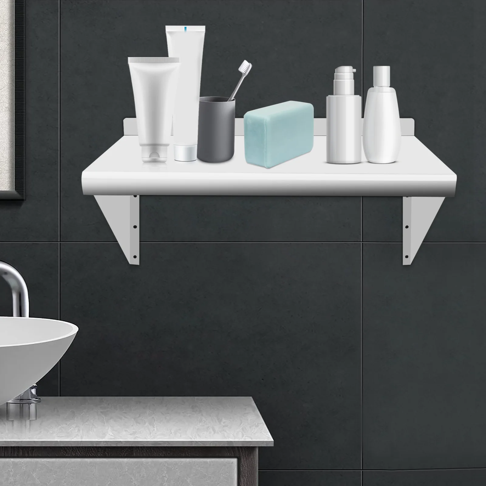 12x24” Wall Stainless Steel Shelf Heavy Duty Metal Shelf Commercial Wall Mounted Floating Shelving for Kitchen Restaurant
12x24” Wall Stainless Steel Shelf Heavy Duty Metal Shelf Commercial Wall Mounted Floating Shelving for Kitchen Restaurant
