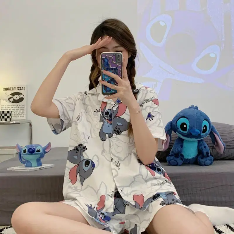 New Summer Pajamas Kawaii Stitch Pure Cotton Home Wear Couple Set Cartoon Cute Short Sleeve Top Shorts Pajamas
New Summer Pajamas Kawaii Stitch Pure Cotton Home Wear Couple Set Cartoon Cute Short Sleeve Top Shorts Pajamas