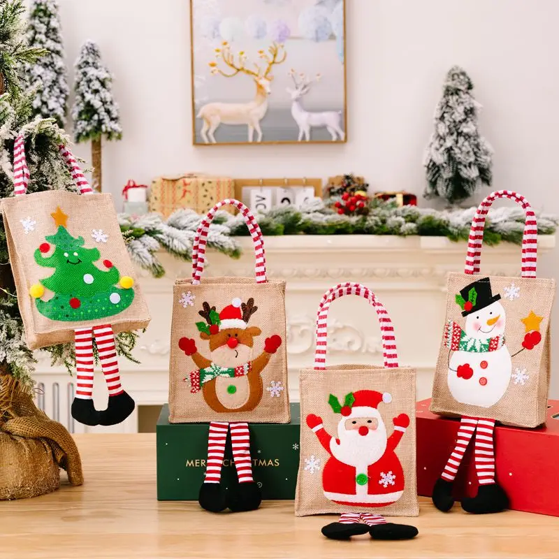 

Christmas Gift Bag Cute Santa Snowman Elk Candy Bag Kids Favors Merry Christmas Decorations Storage Bag New Year Party Supplies