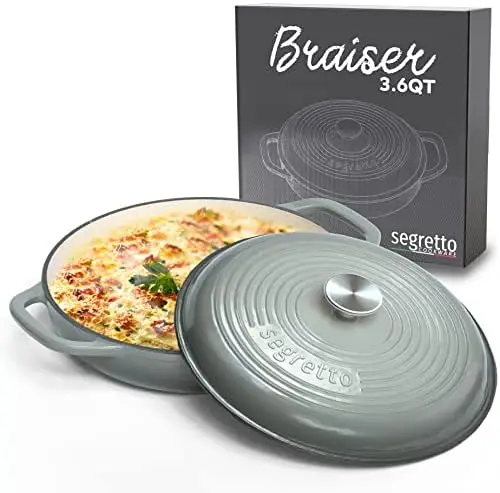 QT Braiser Enameled Cast Iron Casserole Pan With Cover, Grigio Scuro (Gradient Gray) Cast Iron Braiser Pan With Lid, Lasagna Pan
QT Braiser Enameled Cast Iron Casserole Pan With Cover, Grigio Scuro (Gradient Gray) Cast Iron Braiser Pan With Lid, Lasagna Pan