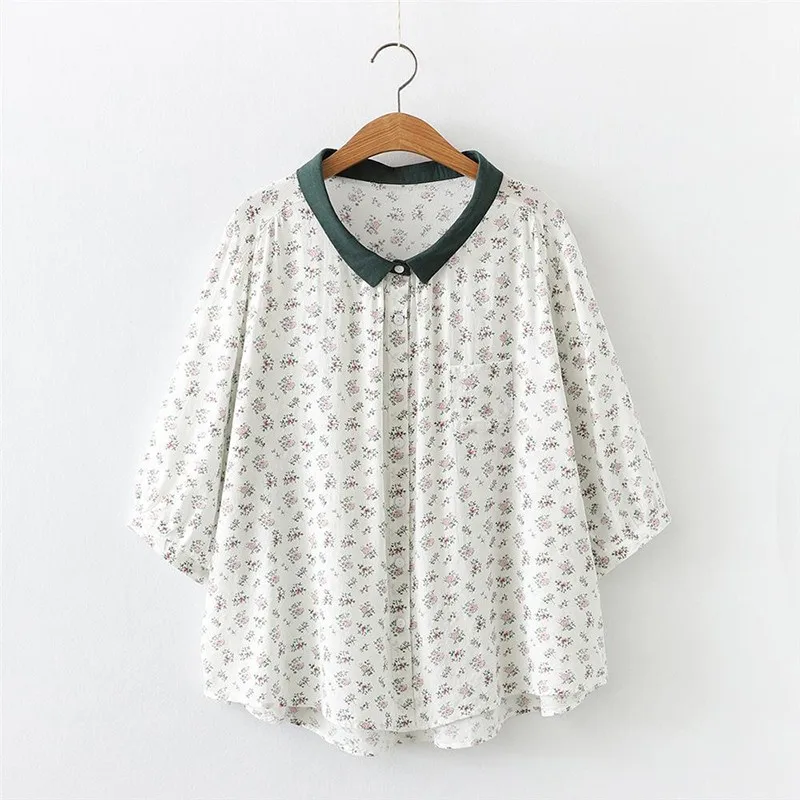 Summer Arts Style Women Half Sleeve Turn-down Collar Loose Shirt 100% Cotton Vintage Floral Print Single Breasted Blouse C932
Summer Arts Style Women Half Sleeve Turn-down Collar Loose Shirt 100% Cotton Vintage Floral Print Single Breasted Blouse C932