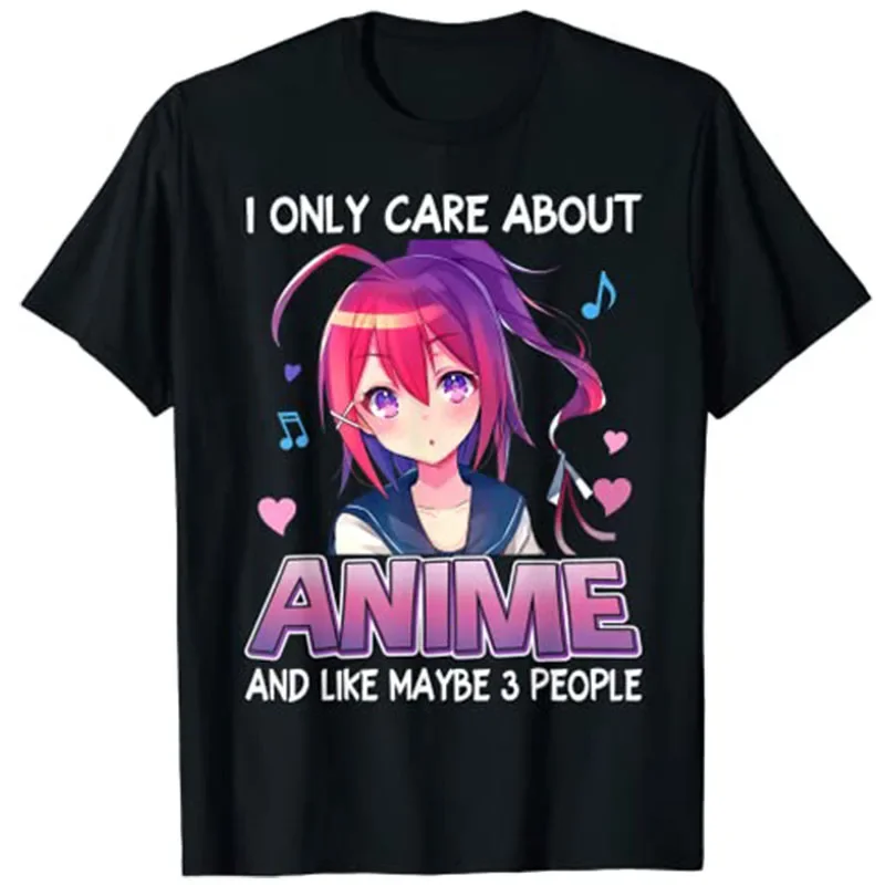 

I Only Care about Anime Japanese Manga Otaku Gift Girls Teen T-Shirt Harajuku Tops Y2k Clothes Aesthetic Comics Women Clothing