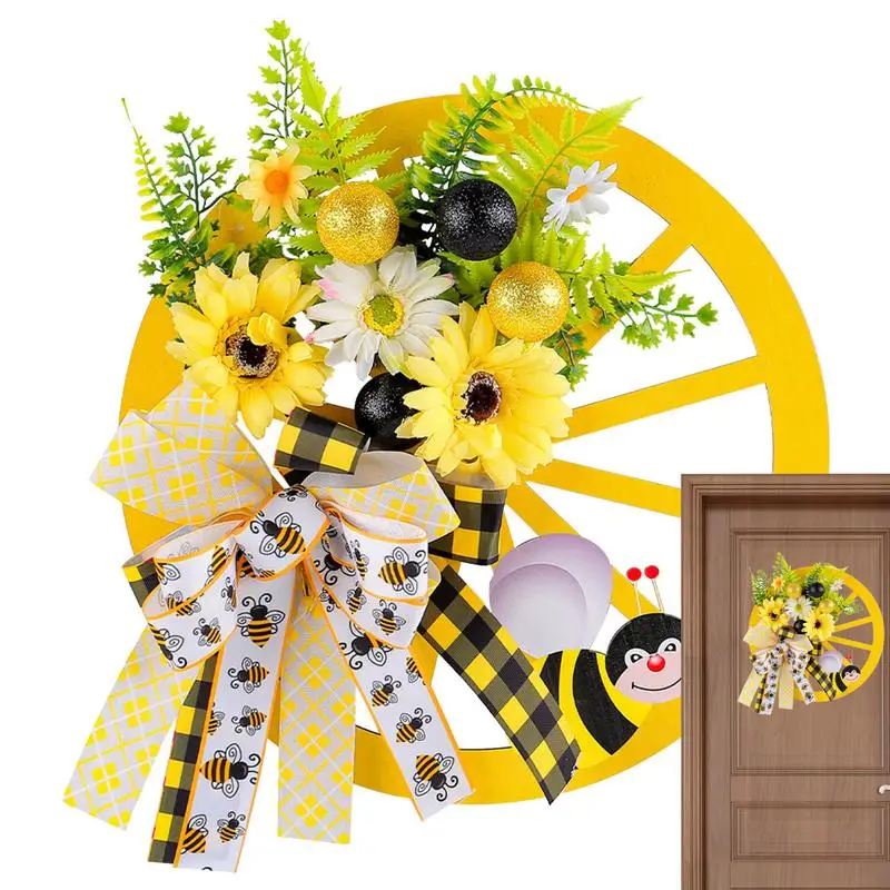 

Spring Artificial Sunflower Wreath Summer Sunflower Garland Wreaths For Front Door Waterproof Artificial Sunflower Wreath