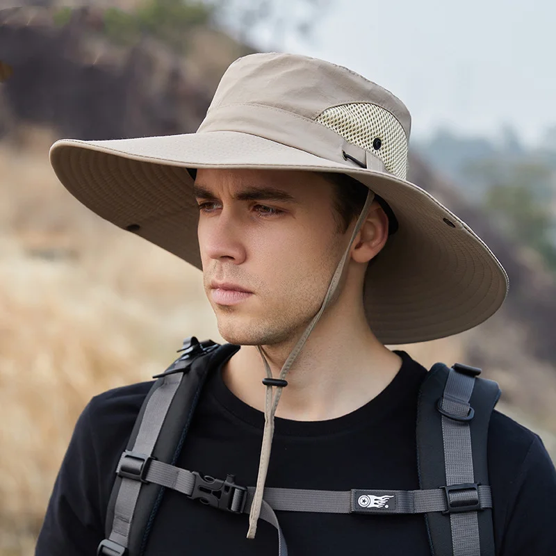 

New Waterproof Bucket Hat Summer Men Boonie Hat Outdoor Sun Protection Wide Brim Panama Safari Hunting Hiking Fishing Sun Hat