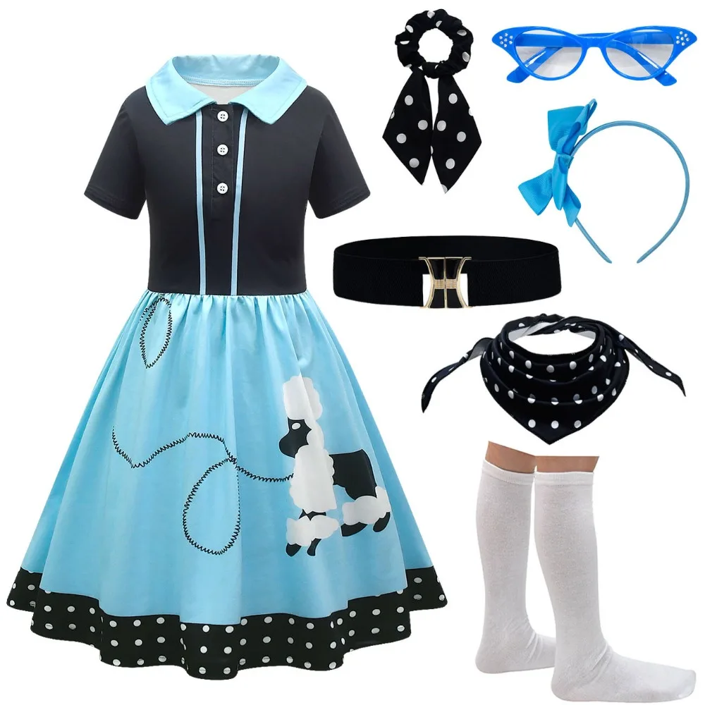 50th Poodle Dress Girls Fashion Cute Cartoon Flip Collar Button Dress Suit Kids Cosplay Costume 50s 60s Theme Carnival Party
50th Poodle Dress Girls Fashion Cute Cartoon Flip Collar Button Dress Suit Kids Cosplay Costume 50s 60s Theme Carnival Party