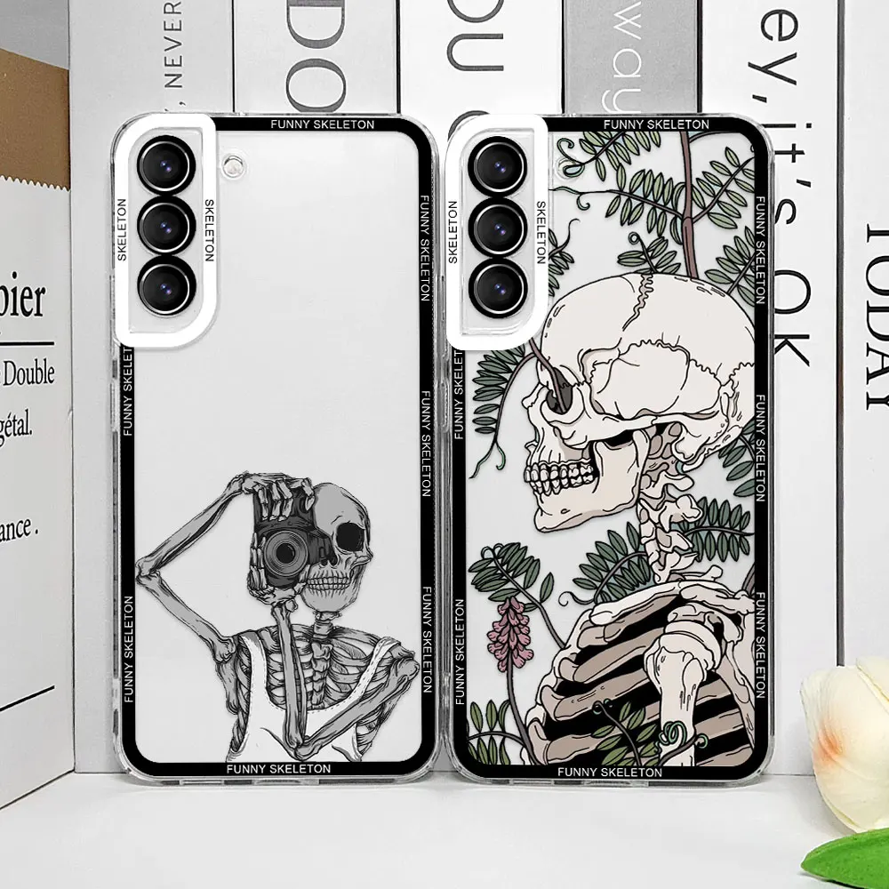 Artistic Funny Skeleton Skull Phone Case for Samsung Galaxy S25 S24 S23 Ultra S22 Plus S21 FE 5G Clear Soft Covers Couple Fundas Artistic Funny Skeleton Skull Phone Case for Samsung Galaxy S25 S24 S23 Ultra S22 Plus S21 FE 5G Clear Soft Covers Couple Fundas