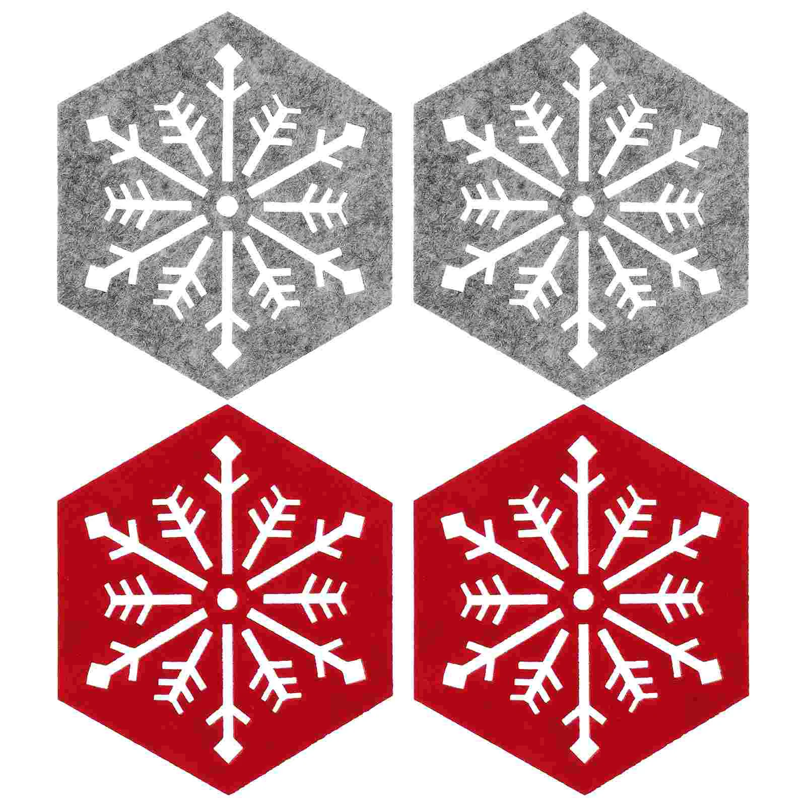 

4 Pcs Christmas Hexagon Snowflake Coaster Placemat Decor Dinner Decorations Cloth Xmas Party Table Mats